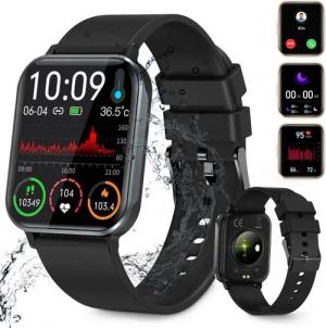 BRAIDOL Smartwatch Fitness Tracker Uhr für Damen Herren mit Telefonfunktion Smartwatch (Quadratischer cm/1,83''-Voll-Touch-Farbdisplay Zoll) mit Blutsauerstoff,Blutdruck,Herzfrequenz,Körpertemperaturmessung, Schrittzähler, Atemtraining, Musiksteuerung und