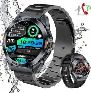 walkbee Smartwatch Damen Herren, Fitness Tracker Uhr mit Anruffunktion Smartwatch (4.09 cm/1,46 Zoll extra großem HD-Touchscreen Fitness Smart Watch Zoll) IP68 Wasserdicht Militärische Smartwatch mit 100+ Sportmodi, Schlafmonitor Schrittzähler Aktivitätst