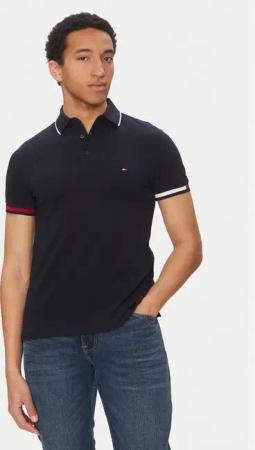 Tommy Hilfiger Poloshirt Flag Cuff MW0MW38458 Dunkelblau Slim Fit