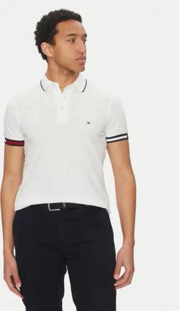 Tommy Hilfiger Poloshirt Flag Cuff MW0MW38458 Weiß Slim Fit