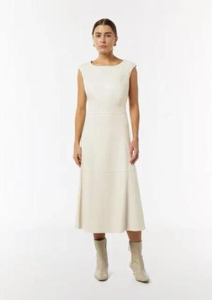 Comma Lederkleid Midikleid Midi-Kleid in Lederoptik mit Ziernähten