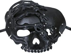 Zoelibat Verkleidungsmaske Steampunk Totenkopf Halbmaske mit Schlüssel - Schw