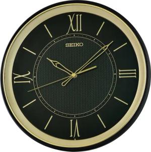 Seiko QXA834K Wanduhr Quarz mit Leisegang Schwarz/Goldfarben