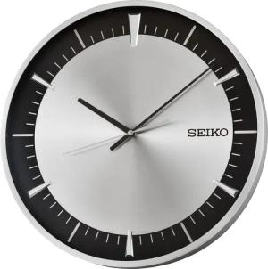 Seiko QXA840S Quarz Wanduhr mit Leisegang Silberfarben/Schwarz