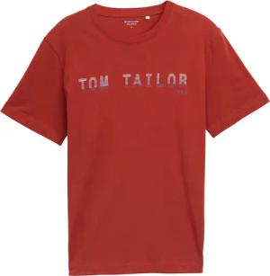 TOM TAILOR Herren T-Shirt mit Logo-Print, rot, Uni, Gr. XXL