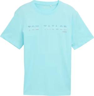 TOM TAILOR Herren T-Shirt mit Logo-Print, blau, Uni, Gr. L