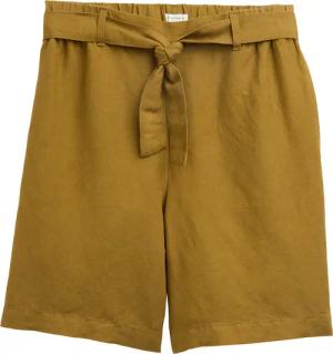 TOM TAILOR Damen Loose Straight Bermuda Shorts mit Leinenanteil, grün, Uni, Gr. 40
