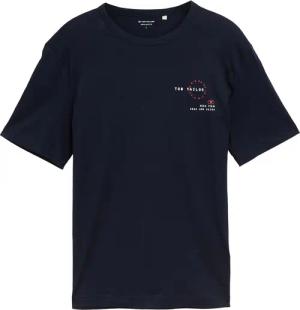 TOM TAILOR Herren T-Shirt mit Print, blau, Uni, Gr. XL