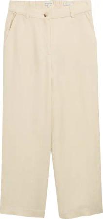 TOM TAILOR Damen Culotte Hose mit Leinenanteil, beige, Uni, Gr. 36/28