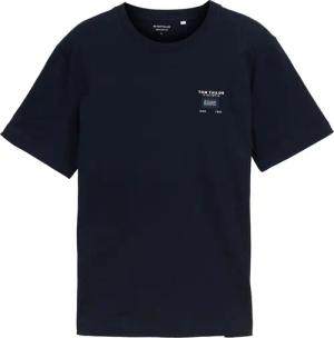 TOM TAILOR Herren Basic T-Shirt in Melange-Optik, blau, Uni, Gr. S
