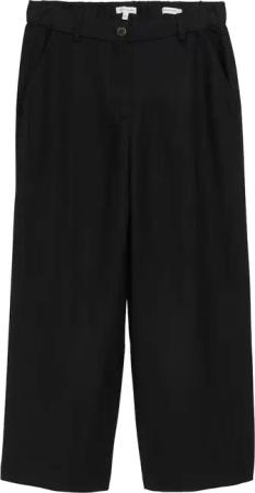 TOM TAILOR Damen Culotte Hose mit Leinenanteil, schwarz, Uni, Gr. 38/28