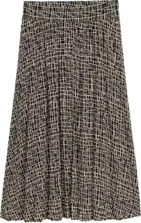 TOM TAILOR Damen High Waist Midi-Rock aus Viskose, schwarz, Gemustert, Gr. 38