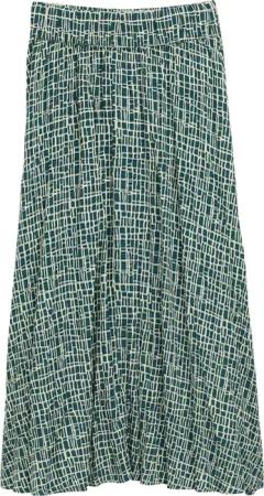 TOM TAILOR Damen High Waist Midi-Rock aus Viskose, grün, Gemustert, Gr. 38