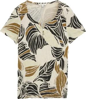 TOM TAILOR Damen Crinkle T-Shirt mit Muster, beige, Gemustert, Gr. XS