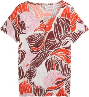 TOM TAILOR Damen Crinkle T-Shirt mit Muster, rot, Gemustert, Gr. S