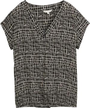TOM TAILOR Damen Bluse mit Muster, schwarz, Gemustert, Gr. 34