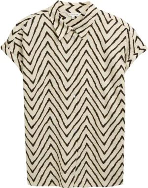 TOM TAILOR Damen Plus Size - Loose Fit Bluse mit Leinenanteil, beige, Gemustert, Gr. 54