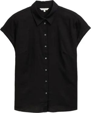 TOM TAILOR Damen Plus Size - Loose Fit Bluse mit Leinenanteil, schwarz, Uni, Gr. 48