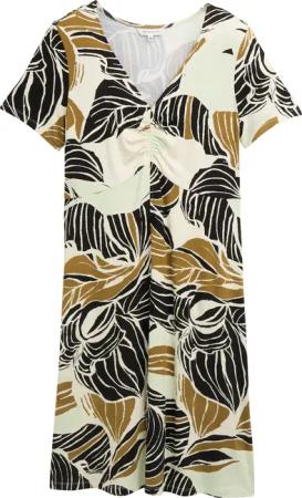 TOM TAILOR Damen Kleid mit Raffungen, beige, Gemustert, Gr. 46