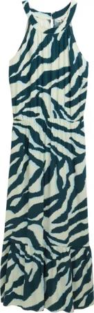 TOM TAILOR Damen Neckholder Maxi-Kleid, grün, Gemustert, Gr. 40