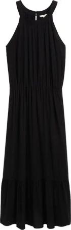 TOM TAILOR Damen Neckholder Maxi-Kleid, schwarz, Uni, Gr. 36