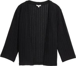 TOM TAILOR Damen Cardigan mit 3/4-Arm, schwarz, Uni, Gr. XXL