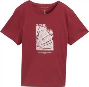 TOM TAILOR Damen T-Shirt mit Print, rot, Uni, Gr. M
