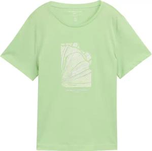 TOM TAILOR Damen T-Shirt mit Print, grün, Uni, Gr. S