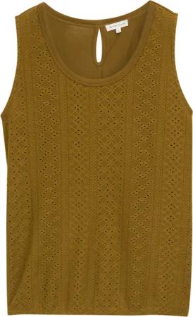 TOM TAILOR Damen Ajour Top im Material-Mix, grün, Uni, Gr. XXL