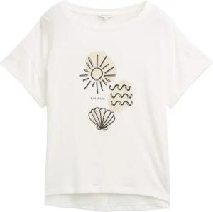 TOM TAILOR Damen T-Shirt mit Print, weiß, Uni, Gr. XXL