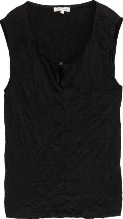 TOM TAILOR Damen Crinkle Top mit Schlitz-Detail, schwarz, Uni, Gr. XS