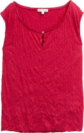 TOM TAILOR Damen Crinkle Top mit Schlitz-Detail, rot, Uni, Gr. XXXL
