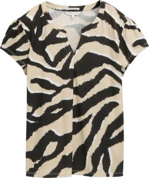 TOM TAILOR Damen T-Shirt mit Muster, braun, Animalprint, Gr. XS