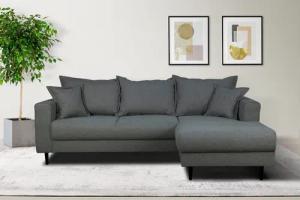 Home affaire Ecksofa "VEYRAS L-Form, hoher Sitzkomfort, Maße B/T/H: 230/150/76 cm", mit Wellenunterfederung, incl. Rückenkissen und Zierkissen