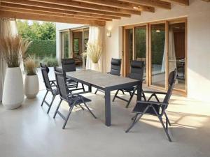KONIFERA Garten-Essgruppe ""Melbourne"", (Set, 7 tlg., 7-tlg. Tischgruppe), mit ausziehbarem Tisch 163 - 213cm und verstellbaren Stühlen