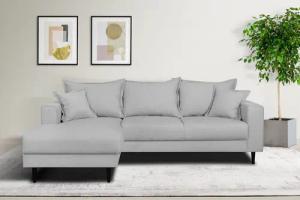 Home affaire Ecksofa "VEYRAS L-Form, hoher Sitzkomfort, Maße B/T/H: 230/150/76 cm", mit Wellenunterfederung, incl. Rückenkissen und Zierkissen