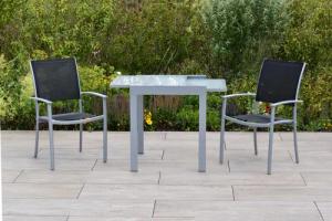 MERXX Garten-Essgruppe ""Milano"", (Set, 3 tlg., Pulverbeschichtetes Aluminiumgestell), Ausziehtisch: LxB: 65-130 x 130 cm