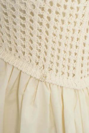 LIU JO - Mini Dress With Pleated Skirt - Größe L - beige