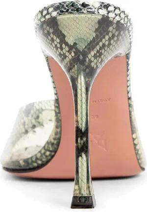 Amina Muaddi - Amina Muaddi Alexa Glass 95 Snake Sandals - Größe 36,5 - grün