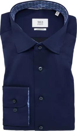 MODERN FIT Luxury Shirt in dunkelblau unifarben