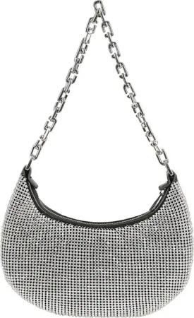 Marc Jacobs Hobo Bags - Crescent-Shaped Small Curve Bag With Rhinestone Em - Gr. unisize - in Gunmetal - für Damen