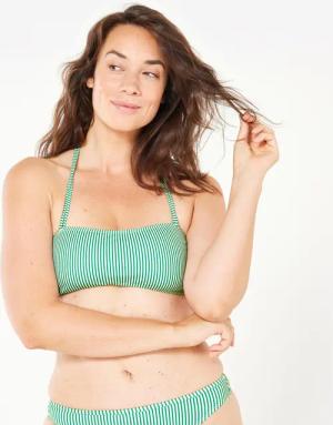 Bikini-Oberteil Damen Bandeau gestreift Laura grün/weiß
