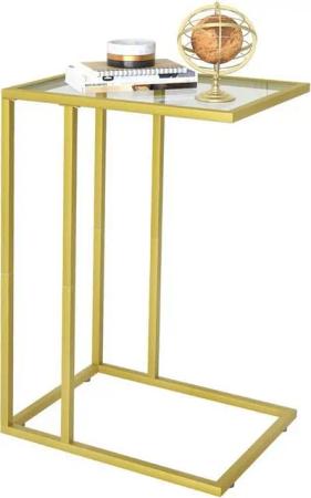 LuxusKollektion Beistelltisch Beistelltisch C Form Couchtisch Glas golden stabil flexibel modern