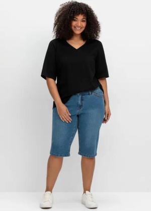 Sheego Schmale Jeans-Bermuda im Curvy-Schnitt VERENA, blue Denim, Gr.42