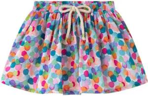 suebidou Midirock Mädchenrock mit farbigen Tupfen Allover Print Sommerrock elastischer Bund mit Kordel