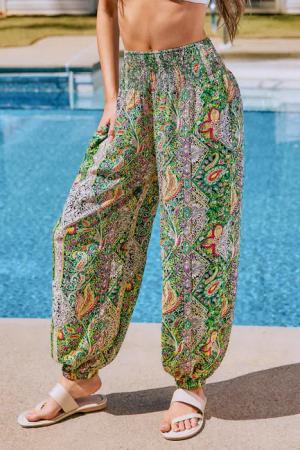 Paisley Strandshorts mit gesmoktem Bund