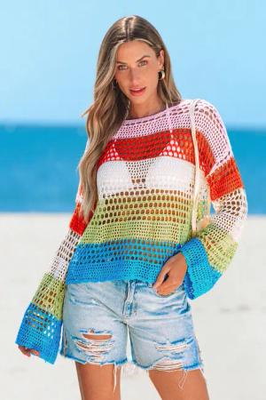 Rundhals Regenbogen-Strandtop