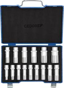 Gedore Steckschlüsselsatz, Set 15tlg, Doppel 6-kant, 1/2 Zoll, 10-24mm, Werkzeug, Knarre Umschalthebel, für KFZ, D19 KMU-20