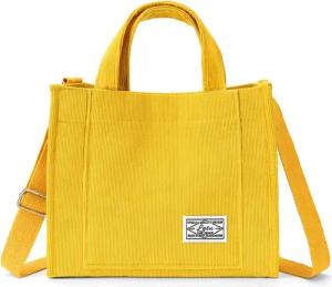 UE Stock Umhängetasche Damen Stylische Cord Umhängetasche mit verstellbarer Schultergurt Gelb, passt zu jedem Outfit und Anlass