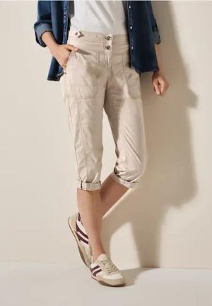 Cecil Damen 3/4 Papertouch Hose in Beige, Gr: 25